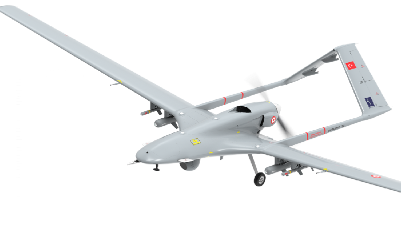 A Turkish-made Bayraktar TB2 drone is seen during a rehearsal of a military parade dedicated to Independence Day in Kyiv, Ukraine, Friday, Aug. 20, 2021. Ukraine will mark the 30th anniversary of its independence on Aug. 24. (AP Photo/Efrem Lukatsky)