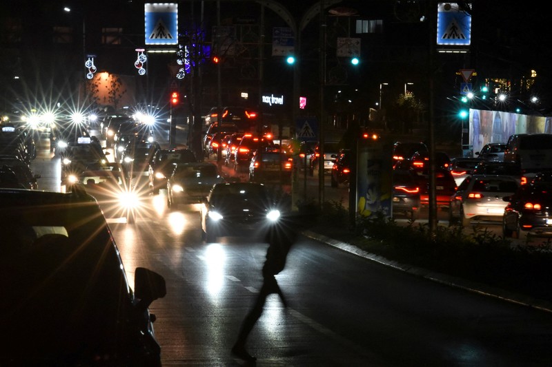 Candles are pictured at a bar during the power cut in Pristina, Kosovo, December 27, 2021. Picture taken December 27, 2021. REUTERS/Laura Hasani