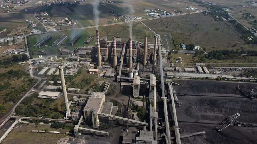 FILE PHOTO: Smoke rises from the chimneys of the Kosova A coal-fired power plant in the town of Obilic, Kosovo September 10, 2021. Picture taken with a drone. REUTERS/Fatos Bytyci/File Photo