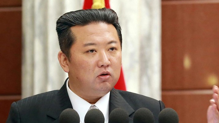 North Korean leader Kim Jong Un attends a plenary meeting of the Central Committee of the ruling Workers' Party in this photo released on December 28, 2021 by North Korea's Korean Central News Agency (KCNA). KCNA/via REUTERS. ATTENTION EDITORS - THIS IMAGE WAS PROVIDED BY A THIRD PARTY. REUTERS IS UNABLE TO INDEPENDENTLY VERIFY THIS IMAGE. NO THIRD PARTY SALES. SOUTH KOREA OUT.