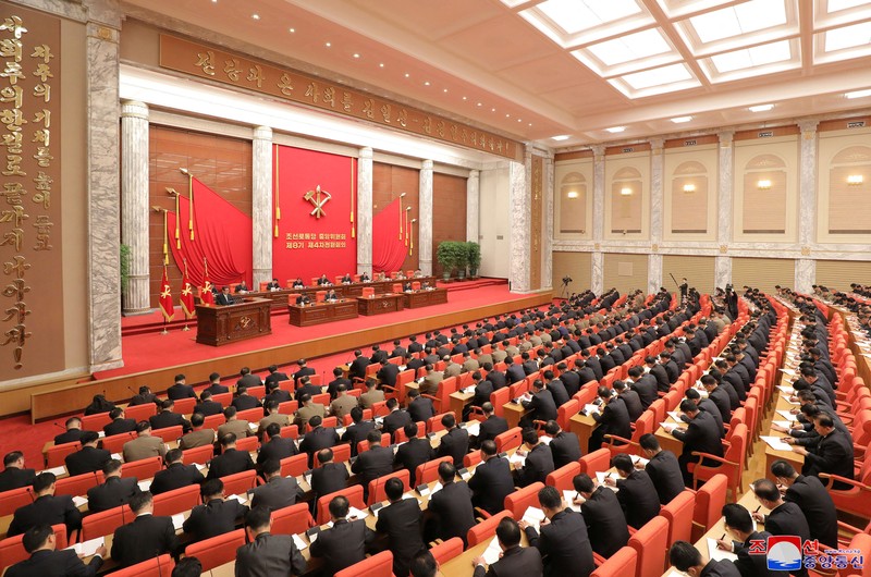 North Korean leader Kim Jong Un attends a plenary meeting of the Central Committee of the ruling Workers' Party in this photo released on December 28, 2021 by North Korea's Korean Central News Agency (KCNA). KCNA/via REUTERS. ATTENTION EDITORS - THIS IMAGE WAS PROVIDED BY A THIRD PARTY. REUTERS IS UNABLE TO INDEPENDENTLY VERIFY THIS IMAGE. NO THIRD PARTY SALES. SOUTH KOREA OUT.