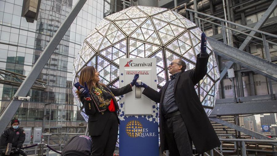 NYPD Chief of Counterterrorism Martine Materasso walks in Times Square in New York City on Thursday, Dec. 30, 2021. Officers from the Counterterrorism Bureau and other NYPD units will patrol during the New Year's Eve bash on Friday. The city is permitting a smaller crowd than before the pandemic and revelers must wear face masks and prove they have been vaccinated. (AP Photo/Ted Shaffrey)