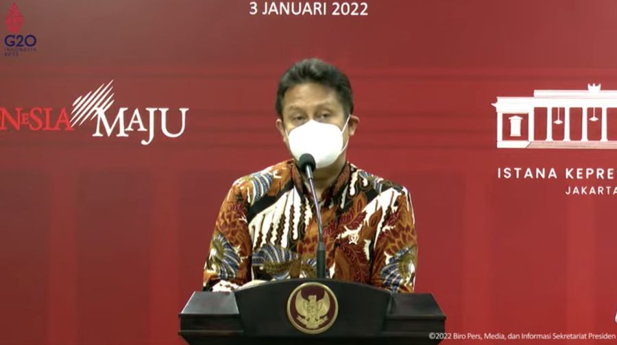 Menteri Kesehatan (Menkes), Budi Gunadi Sadikin Saat Keterangan Pers Hasil Rapat Terbatas Evaluasi PPKM, Kantor Presiden (3/1/2022). (Tangkapan Layar Youtube Skretariat Presiden)
