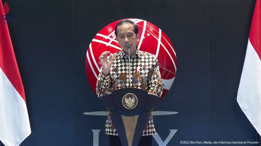 Presiden Joko Widodo Saat Peresmian Pembukaan Perdagangan BEI Tahun 2022. (Tangkapan Layar Youtube Sekretariat Presiden)