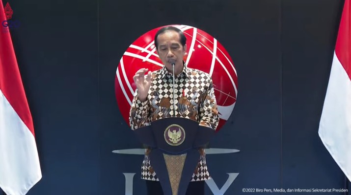 Presiden Joko Widodo Saat Peresmian Pembukaan Perdagangan BEI Tahun 2022. Presiden Joko Widodo Saat Peresmian Pembukaan Perdagangan BEI Tahun 2022. (Tangkapan Layar Youtube Sekretariat Presiden)