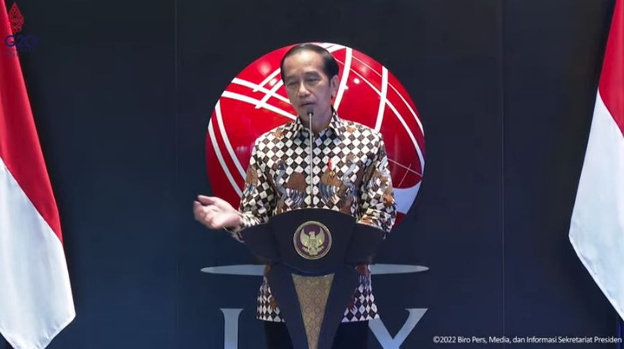 Presiden Joko Widodo Saat Peresmian Pembukaan Perdagangan BEI Tahun 2022. (Tangkapan Layar Youtube Sekretariat Presiden)