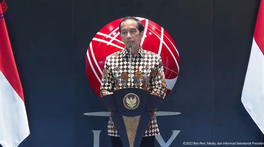 Presiden Joko Widodo Saat Peresmian Pembukaan Perdagangan BEI Tahun 2022.