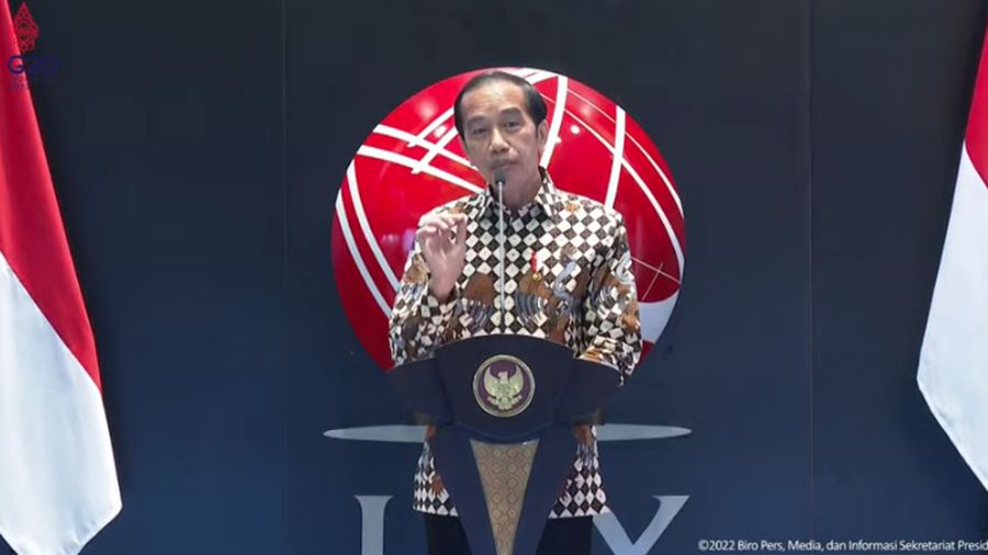 Presiden Joko Widodo Saat Peresmian Pembukaan Perdagangan BEI Tahun 2022. (Tangkapan Layar Youtube Sekretariat Presiden)