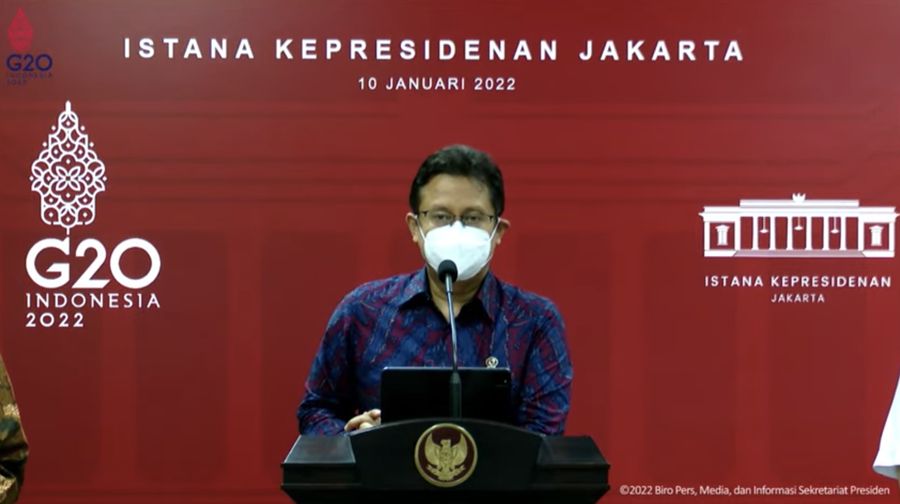 Keterangan Pers Menteri terkait “Evaluasi PPKM”, Kantor Presiden, Senin (10/1/2021). (Tangkapan layar youtube Setpres RI)
