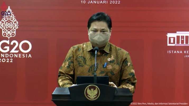 Keterangan Pers Menteri terkait “Evaluasi PPKM”, Kantor Presiden, Senin (10/1/2021). (Tangkapan layar youtube Setpres RI) Keterangan Pers Menteri terkait “Evaluasi PPKM”, Kantor Presiden, Senin (10/1/2021). (Tangkapan layar youtube Setpres RI)