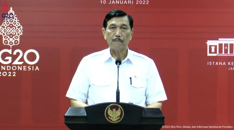 Keterangan Pers Menteri terkait “Evaluasi PPKM”, Kantor Presiden, Senin (10/1/2021). (Tangkapan layar youtube Setpres RI)