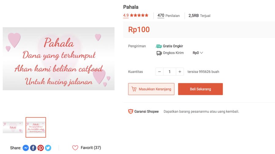 Ilustrasi penjual Pahal (Tangkapan layar Shopee)