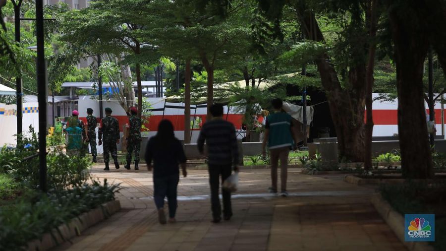 Suasana Wisma Atlet, Kemayoran, Kamis (13/1/2022) (CNBC Indonesia/Muhammad Sabki)