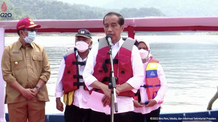 Presiden Jokowi Resmikan Bendungan Bintang Bano, Sumbawa Barat, (14/1/2022) (Tangkapan layar youtube Setpres RI)