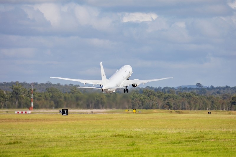 A Royal Australian Air Force P-8 Poseidon aircraft departs RAAF Base Amberley, Queensland to assess the damage to Tonga after the eruption of an underwater volcano triggered a tsunami and blanketed the Pacific island with ash, in Amberley, Australia January 17, 2022. LACW Emma Schwenke/Australian Department of Defence/Handout via REUTERS ATTENTION EDITORS - THIS IMAGE WAS PROVIDED BY A THIRD PARTY. NO RESALES. NO ARCHIVE.