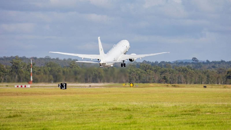 A Royal Australian Air Force P-8 Poseidon aircraft departs RAAF Base Amberley, Queensland to assess the damage to Tonga after the eruption of an underwater volcano triggered a tsunami and blanketed the Pacific island with ash, in Amberley, Australia January 17, 2022. LACW Emma Schwenke/Australian Department of Defence/Handout via REUTERS ATTENTION EDITORS - THIS IMAGE WAS PROVIDED BY A THIRD PARTY. NO RESALES. NO ARCHIVE.