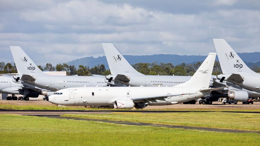 A Royal Australian Air Force P-8 Poseidon aircraft departs RAAF Base Amberley, Queensland to assess the damage to Tonga after the eruption of an underwater volcano triggered a tsunami and blanketed the Pacific island with ash, in Amberley, Australia January 17, 2022. LACW Emma Schwenke/Australian Department of Defence/Handout via REUTERS ATTENTION EDITORS - THIS IMAGE WAS PROVIDED BY A THIRD PARTY. NO RESALES. NO ARCHIVE.
