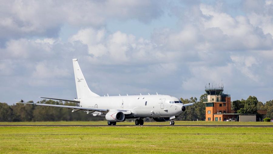 A Royal Australian Air Force P-8 Poseidon aircraft departs RAAF Base Amberley, Queensland to assess the damage to Tonga after the eruption of an underwater volcano triggered a tsunami and blanketed the Pacific island with ash, in Amberley, Australia January 17, 2022. LACW Emma Schwenke/Australian Department of Defence/Handout via REUTERS ATTENTION EDITORS - THIS IMAGE WAS PROVIDED BY A THIRD PARTY. NO RESALES. NO ARCHIVE.