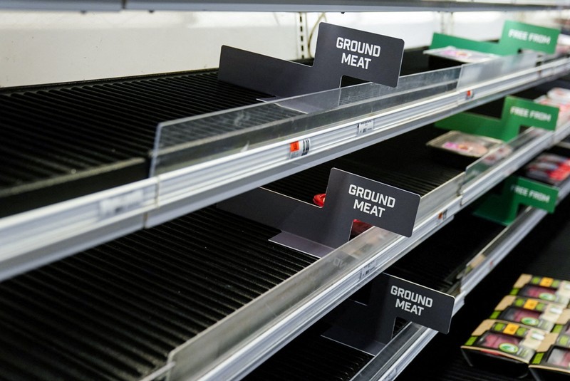 An egg display case is seen nearly empty at a Giant Food grocery store as the U.S. continues to experience supply chain disruptions in Washington, U.S., January 9, 2022. REUTERS/Sarah Silbiger