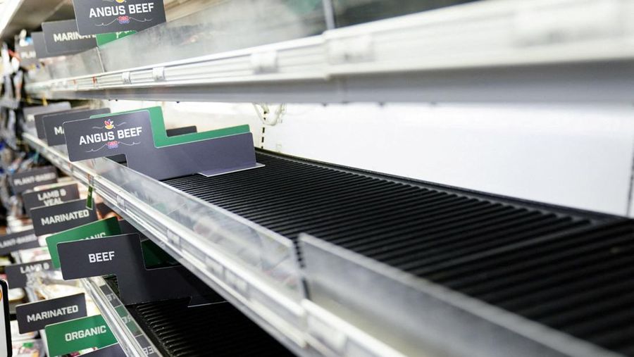 An egg display case is seen nearly empty at a Giant Food grocery store as the U.S. continues to experience supply chain disruptions in Washington, U.S., January 9, 2022. REUTERS/Sarah Silbiger