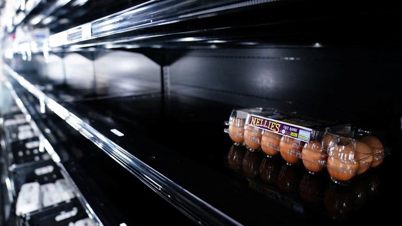 An egg display case is seen nearly empty at a Giant Food grocery store as the U.S. continues to experience supply chain disruptions in Washington, U.S., January 9, 2022. REUTERS/Sarah Silbiger