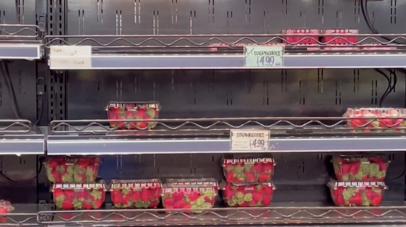 An egg display case is seen nearly empty at a Giant Food grocery store as the U.S. continues to experience supply chain disruptions in Washington, U.S., January 9, 2022. REUTERS/Sarah Silbiger