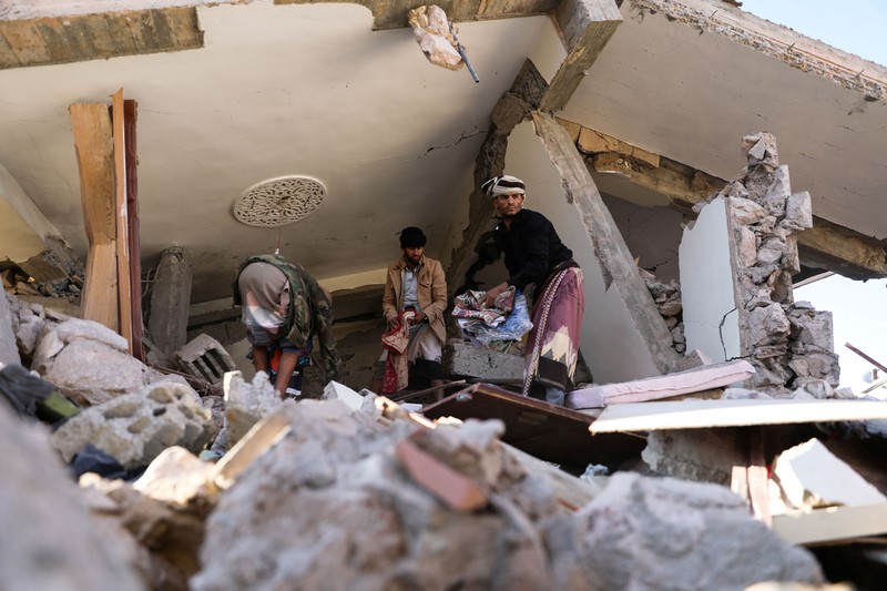 YEMEN-SAUDI/SECURITY A view of a house hit by Saudi-led air strikes in Sanaa, Yemen, January 18, 2022. REUTERS/Khaled Abdullah