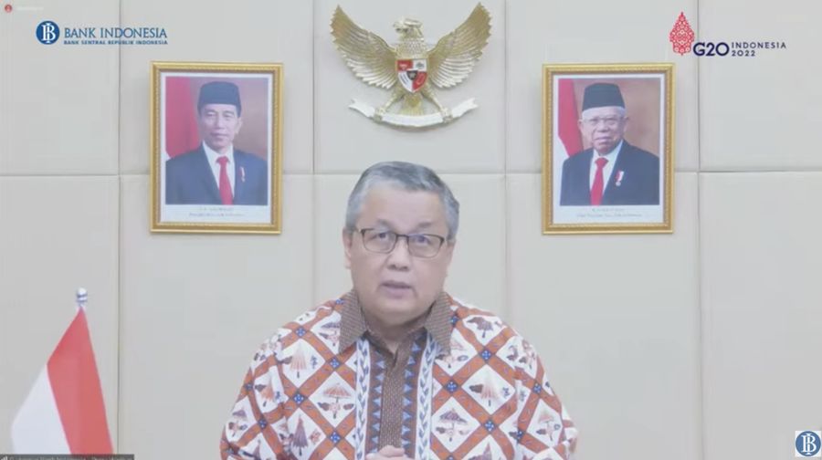 Gubernur BI Perry Warjiyo, pengumuman Hasil Rapat Dewan Gubernur Bulanan Bulan Januari 2022 Cakupan Tahunan. (Tangkapan Layar Youtube BI)