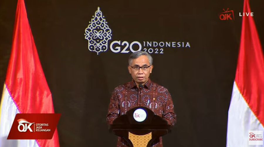 Ketua Dewan Komisioner Otoritas Jasa Keuangan (OJK) Wimboh Santoso Saat Pertemuan Tahunan Industri Jasa Keuangan 2022 dan Peluncuran Taksonomi Hijau Indonesia (Tangkapan Layar Youtube Jasa Keuangan)