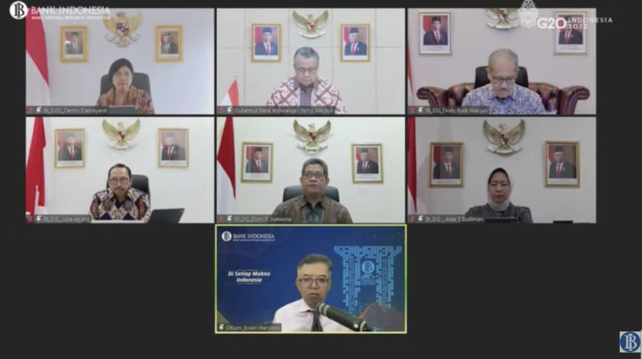 Pengumuman Hasil Rapat Dewan Gubernur Bulanan Bulan Januari 2022 Cakupan Tahunan. (Tangkapan Layar Youtube BI)