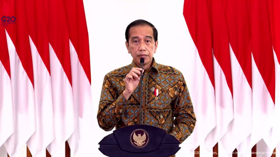 Presiden Joko Widodo (Jokowi) Saat Pertemuan Tahunan Industri Jasa Keuangan 2022 dan Peluncuran Taksonomi Hijau Indonesia (Tangkapan Layar Youtube Sekretariat Presiden)