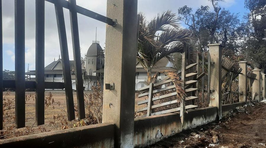 A general view shows damaged buildings following volcanic eruption and tsunami, in Tongatapu, Tonga in this picture obtained from social media on January 21, 2022. Courtesy of Marian Kupu/Broadcom Broadcasting FM87.5/via REUTERS THIS IMAGE HAS BEEN SUPPLIED BY A THIRD PARTY. MANDATORY CREDIT.