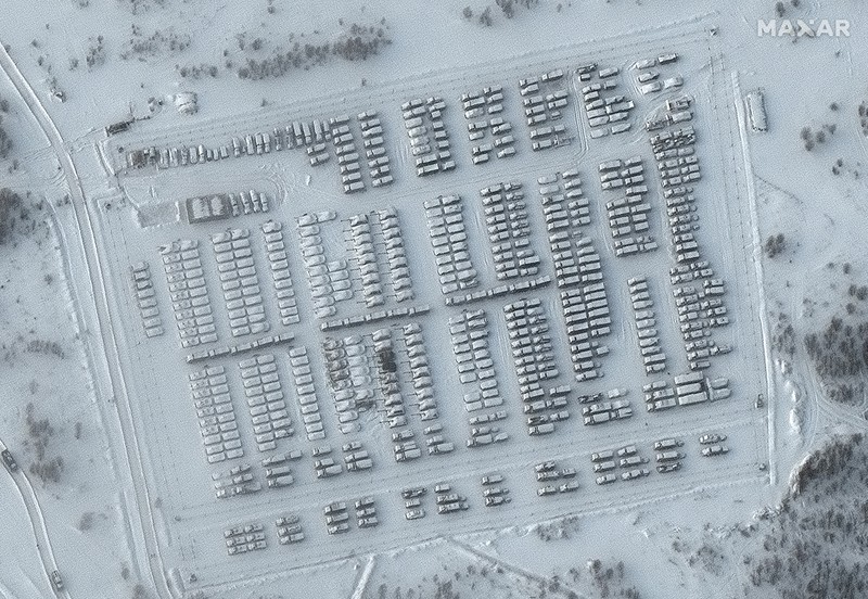 United States Ukraine This satellite image provided by Maxar Technologies shows battle group deployments at the Pogonovo training area in Voronezh, Russia, Wednesday, Jan. 19, 2022. President Joe Biden said Wednesday, Jan. 19, he thinks Russia will invade Ukraine and warned President Vladimir Putin that his country would pay a “dear price” in lives lost and a possible cutoff from the global banking system if it does. (Maxar Technologies via AP)
