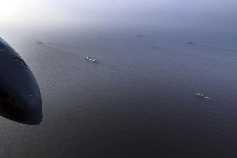 Iran, China, dan Rusia mengadakan latihan angkatan laut bersama di Samudera Hindia utara pada Jumat (21/1). (Iranian Army via AP) Iran, China, dan Rusia mengadakan latihan angkatan laut bersama di Samudera Hindia utara pada Jumat (21/1). (Iranian Army via AP)