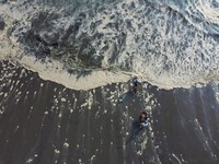 Mengintip Proses Pembersihan Tumpahan Minyak di Laut Peru