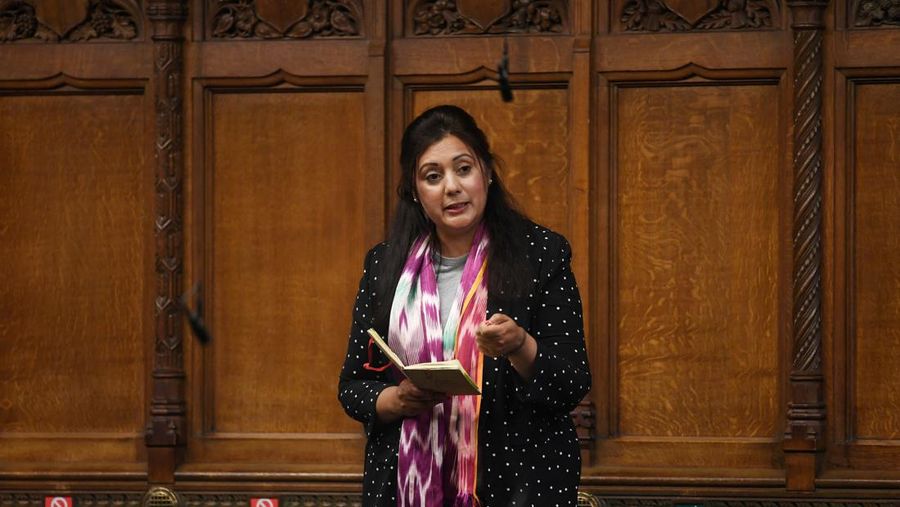 FILE PHOTO: MP Nusrat Ghani speaks during a session in Parliament in London, Britain May 12, 2021. UK Parliament/Jessica Taylor/Handout via REUTERS ATTENTION EDITORS - THIS IMAGE HAS BEEN SUPPLIED BY A THIRD PARTY. MANDATORY CREDIT/File Photo