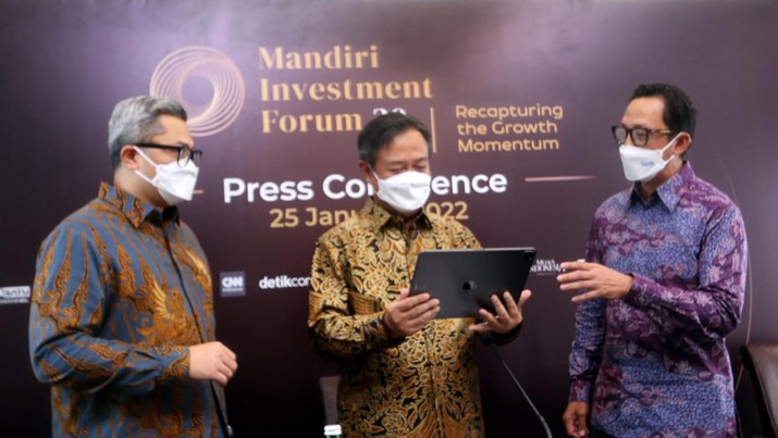Konferensi Pers Mandiri Investment Forum 2022. MIF akan menjadi ajang berkumpulnya para investor lokal dan mancanegara.