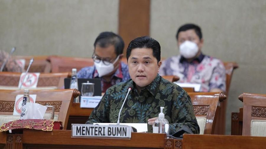 Menteri BUMN. Erick Thohir saat mengikuti rapat kerja dengan Komisi VI DPR. (Tangkapan Layar via Twitter @erickthohir)
