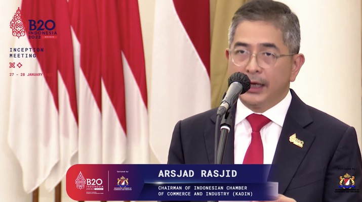 Ketua Umum Kadin Indonesia, Arsjad Rasjid (Tangkapan Layar Youtube B20 Indonesia 2022)