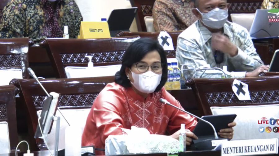 Menteri Keuangan Sri Mulyani Saat Raker dengan Komisi XI DPR RI (Tangkapan Layar Youtube Komisi XI DPR RI Channel)