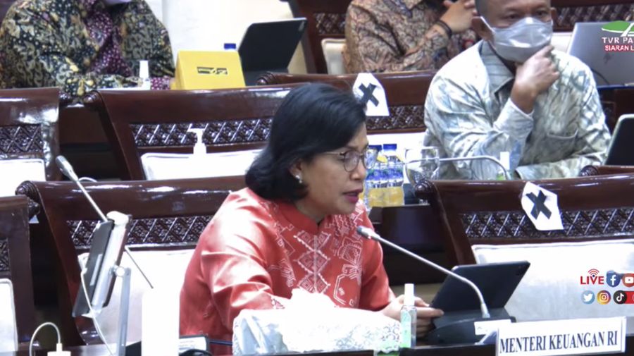 Menteri Keuangan Sri Mulyani Saat Raker dengan Komisi XI DPR RI (Tangkapan Layar Youtube Komisi XI DPR RI Channel)