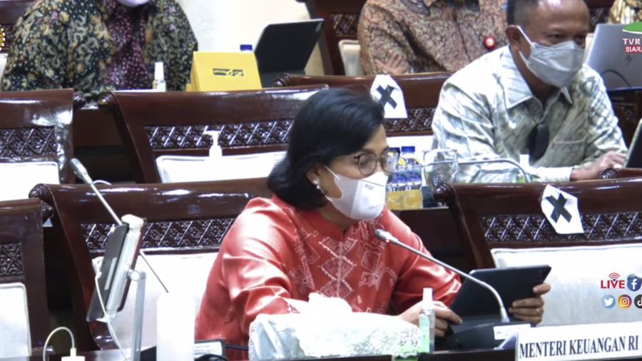 Menteri Keuangan Sri Mulyani Saat Raker dengan Komisi XI DPR RI (Tangkapan Layar Youtube Komisi XI DPR RI Channel)