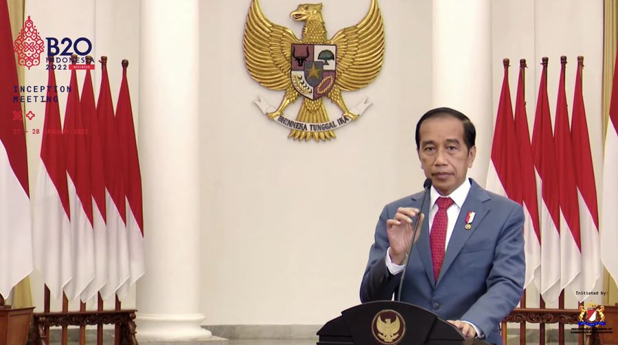 Presiden Joko Widodo (Jokowi) Saat B20 Indonesia Inception Meeting 2022. (Tangkapan Layar Youtube B20 Indonesia 2022)
