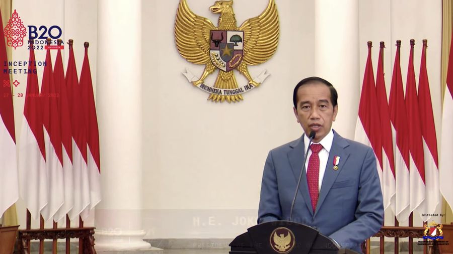 Presiden Joko Widodo (Jokowi) Saat B20 Indonesia Inception Meeting 2022. (Tangkapan Layar Youtube B20 Indonesia 2022)