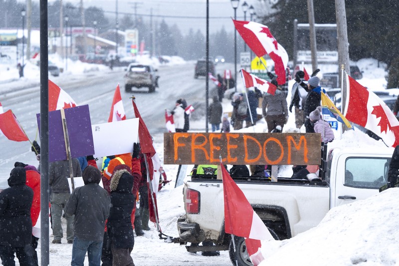 Demo supir truk di Kanada (via REUTERS/MAXAR TECHNOLOGIES)