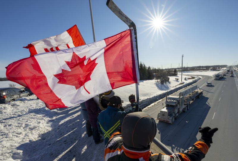 Demo supir truk di Kanada (via REUTERS/MAXAR TECHNOLOGIES)