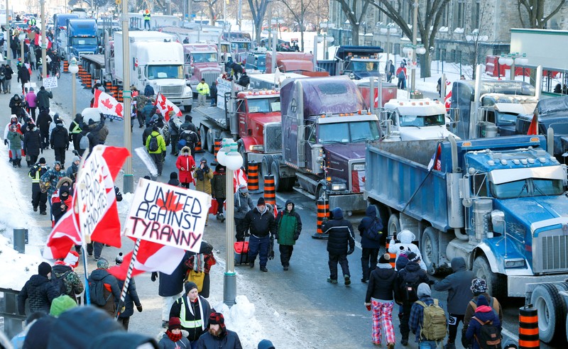 Demo supir truk di Kanada (via REUTERS/MAXAR TECHNOLOGIES)