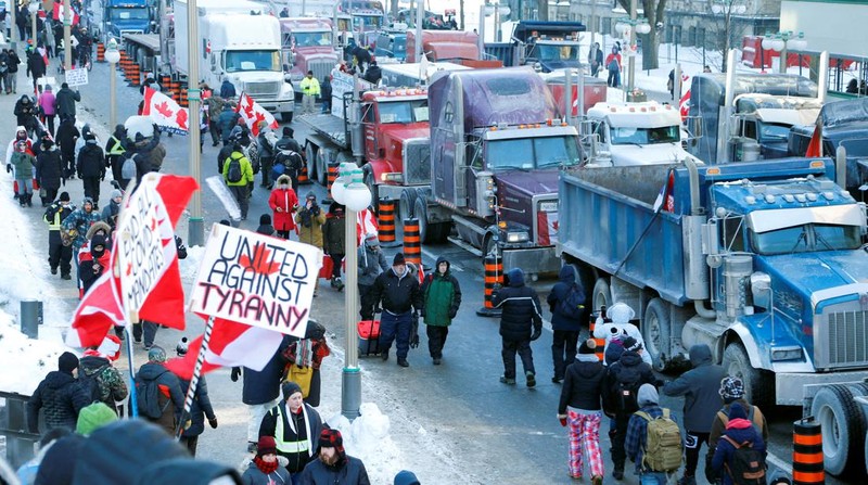 Demo supir truk di Kanada (via REUTERS/MAXAR TECHNOLOGIES)
