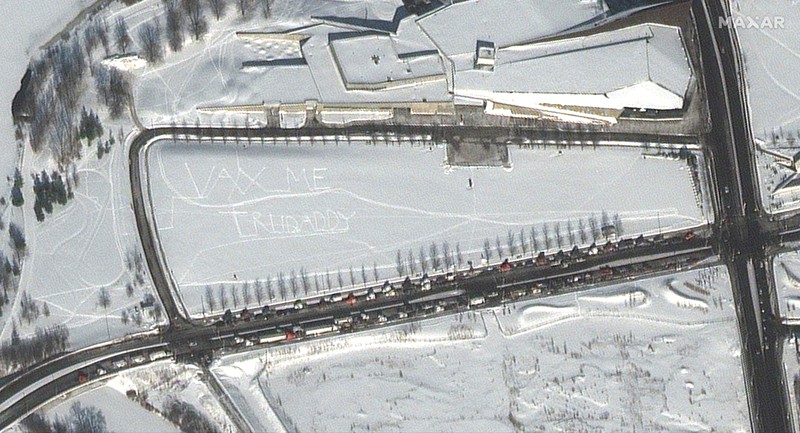 Demo supir truk di Kanada (via REUTERS/MAXAR TECHNOLOGIES)