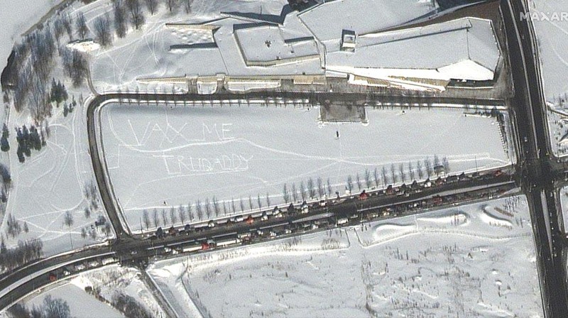 Demo supir truk di Kanada (via REUTERS/MAXAR TECHNOLOGIES)